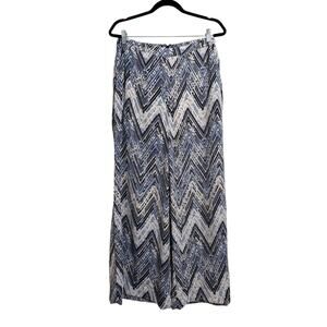 ASTR Women's Blue White Chevron Wide Leg Pants Size Large